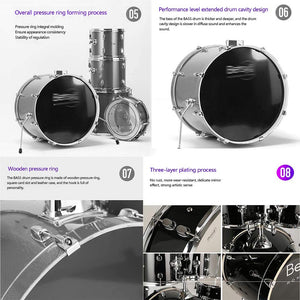 Instrumentos Musicales Baterías y Percusiones Batería Profesional Tambores De Gradación Tambor Principiante Batería De Jazz De Los Niños Adultos Tambor De Galvanoplastia De La Cavidad De Madera Mixta