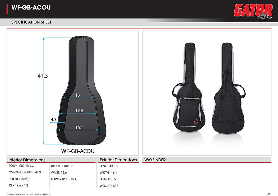 Wayfinder Supply Co. Funda ligera para guitarra acústica eléctrica, Acoustic Guitar