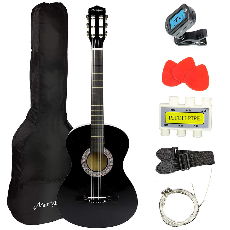 Martin Smith - Paquete de guitarra acústica, Negro, Negro