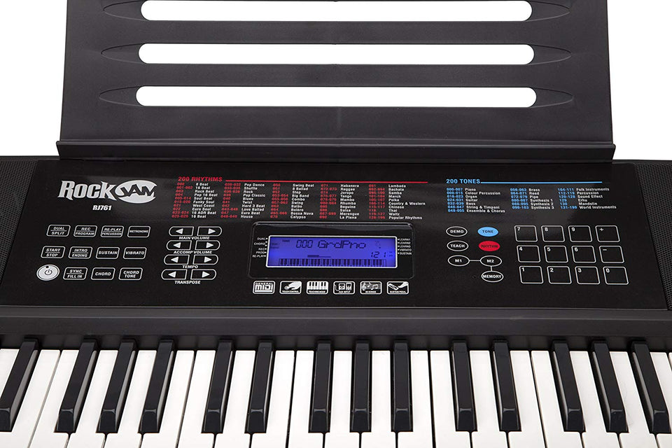 RockJam Teclado Eléctrico con Soporte, Taburete, Pedal y Audífonos